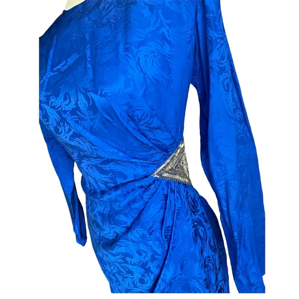 Beautiful Argenti Petites Vintage Cobalt Blue 100% Silk Dress Size 4